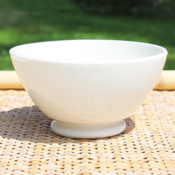 Bol vintage en porcelaine opaque de Sarreguemines coloris blanc cassé shabby