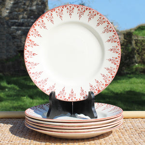 Ensemble de 6 assiettes plates 23.5 cm en faïence modèle à guirlande