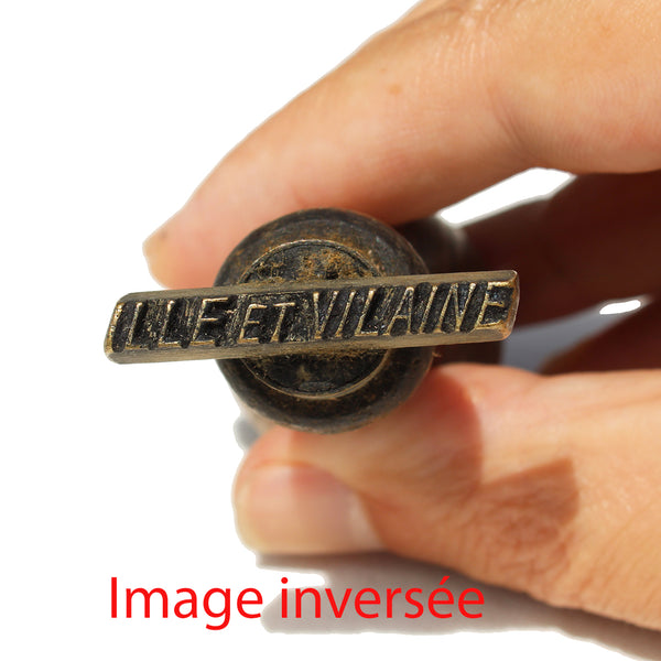 Ancien tampon postal PTT réformé en bronze / Département d'Ille-et-Vilaine