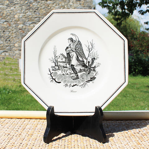 Assiette vintage en vitro-porcelaine de Villeroy & Boch Les 4 saisons / hiver / Henri Mouzin