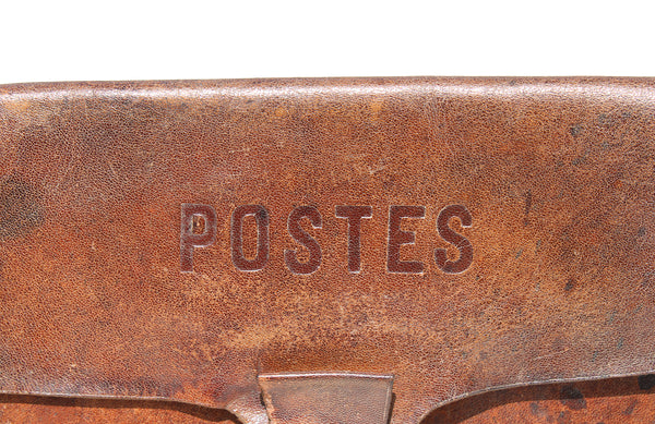 Ancienne petite sacoche à soufflets de facteur en cuir / Postes PTT