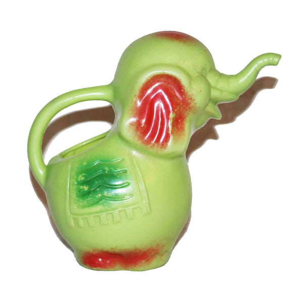 Jouet de plage ancien – Arrosoir éléphant vert et rouge