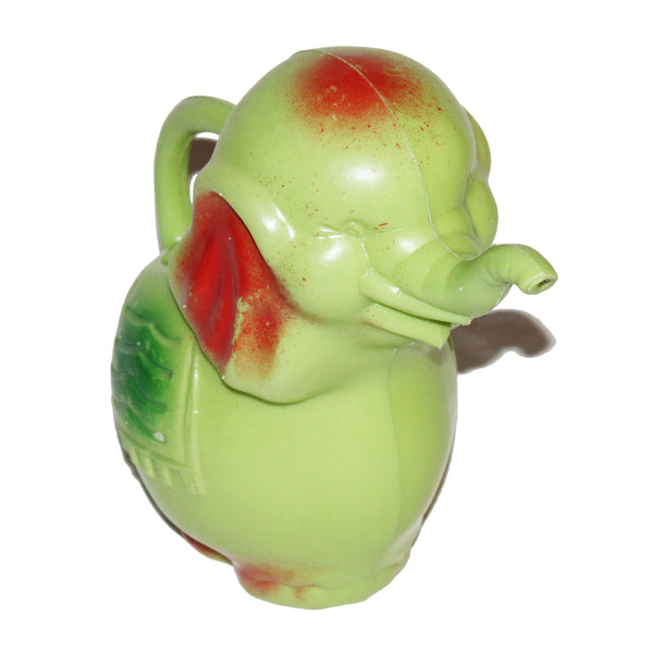 Jouet de plage ancien – Arrosoir éléphant vert et rouge