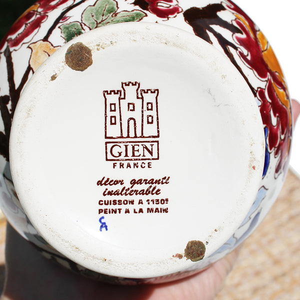 Aiguière vintage 26 cm en faïence de Gien modèle Pivoine