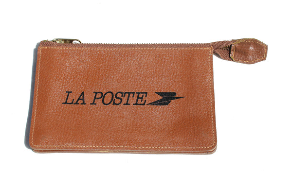 Sacoche vintage à soufflets de facteur en cuir + porte monnaie / La Poste PTT