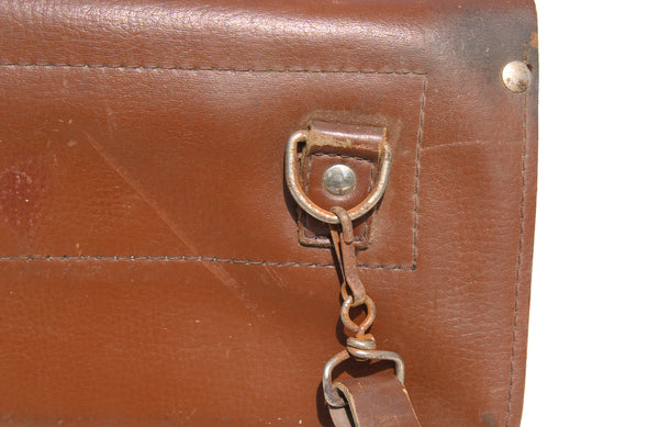 Sacoche vintage à soufflets de facteur en cuir + porte monnaie / La Poste PTT