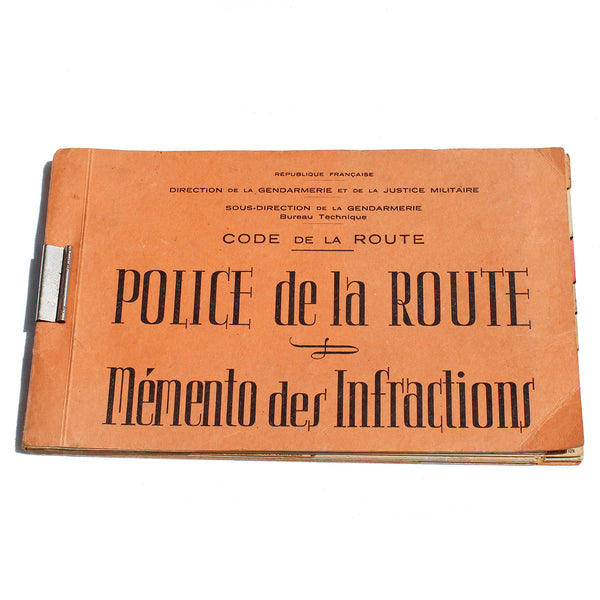 Ancien livret de Gendarmerie / Police de la Route / Mémento des Infractions ( 1959 )