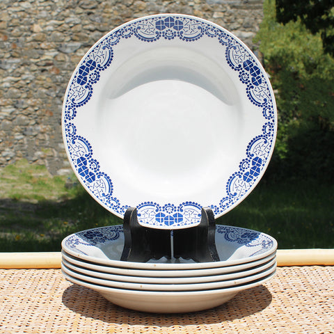 Ensemble de 6 assiettes creuses en faïence V.F. Paris modèle Nancy