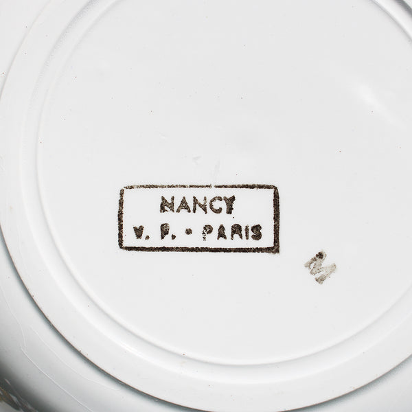 Ensemble de 6 assiettes creuses en faïence V.F. Paris modèle Nancy