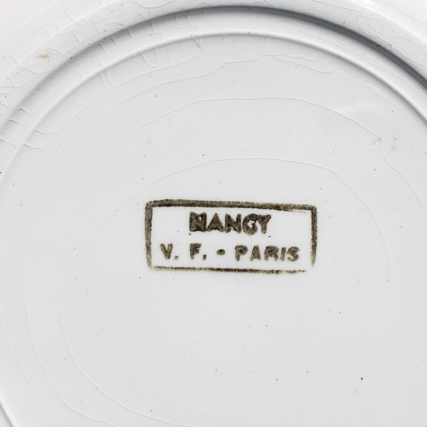 Ensemble de 6 assiettes plates en faïence V.F. Paris modèle Nancy
