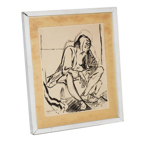 Dessin original 27 cm x 21 cm sous cadre par Jacques Joos / 1970