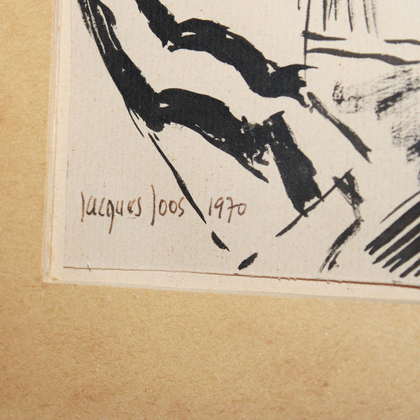 Dessin original 27 cm x 21 cm sous cadre par Jacques Joos / 1970