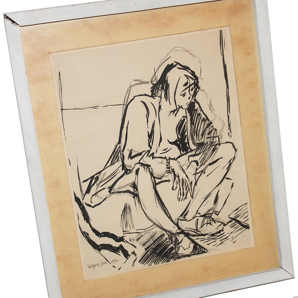 Dessin original 27 cm x 21 cm sous cadre par Jacques Joos / 1970