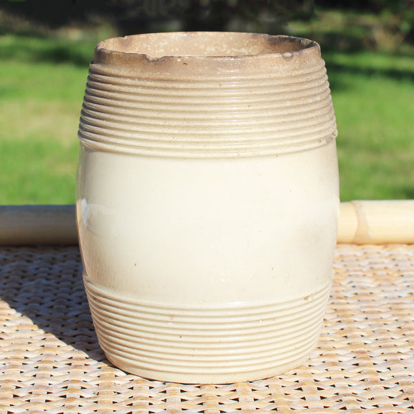 Ancien gros pot de rillettes en grès vernissé patiné / Rillettes de Tours