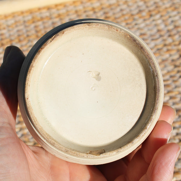 Ancien gros pot de rillettes en grès vernissé patiné / Rillettes de Tours