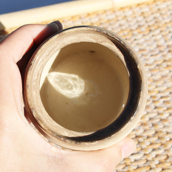 Ancien gros pot de rillettes en grès vernissé patiné / Rillettes de Tours