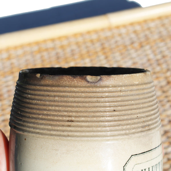 Ancien gros pot de rillettes en grès vernissé patiné / Rillettes de Tours