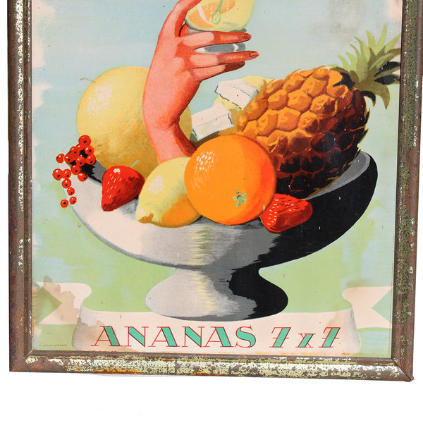 Ancienne plaque / glaçoïde publicitaire de bistrot / Kabé / Konings Bronnen / Raoul van Doren