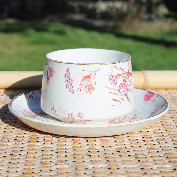 Tasse à café et soucoupe Creil & Montereau – modèle Indienne – Terre de Fer