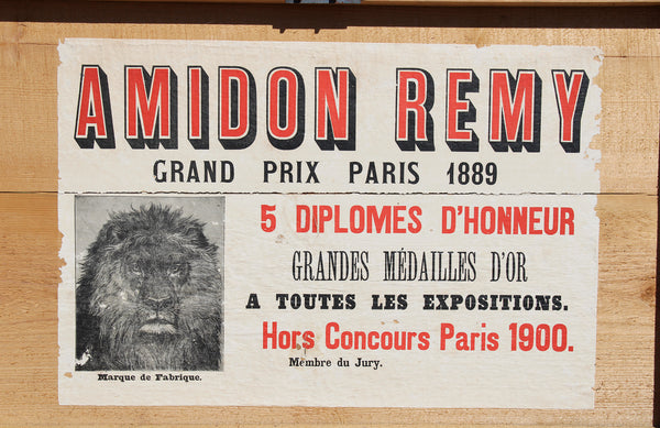 Ancienne malle publicitaire en bois Amidon Royal de Riz Rémy & Cie