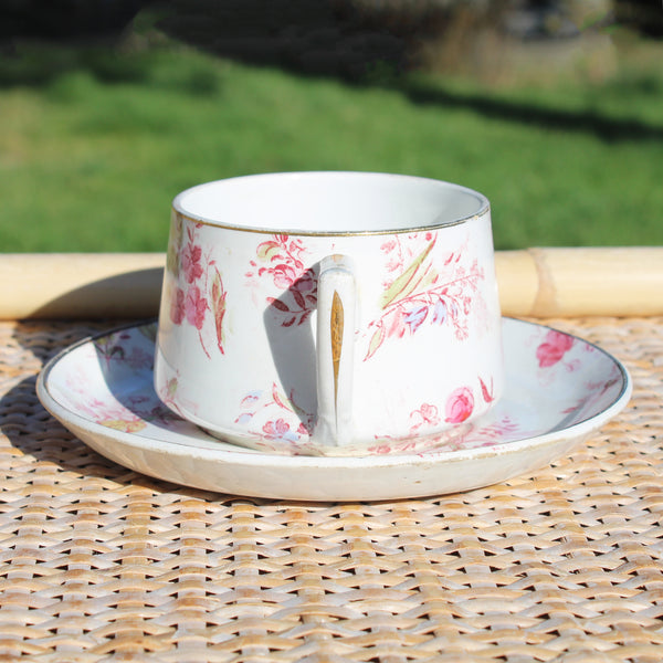 Tasse à café et soucoupe Creil & Montereau – modèle Indienne – Terre de Fer