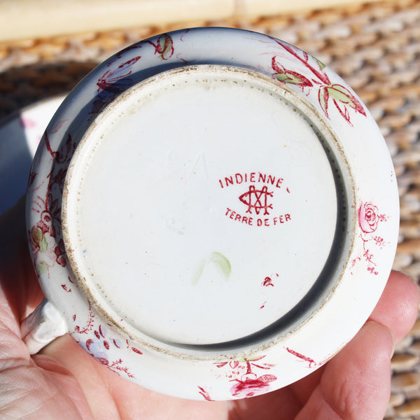 Tasse à café et soucoupe Creil & Montereau – modèle Indienne – Terre de Fer