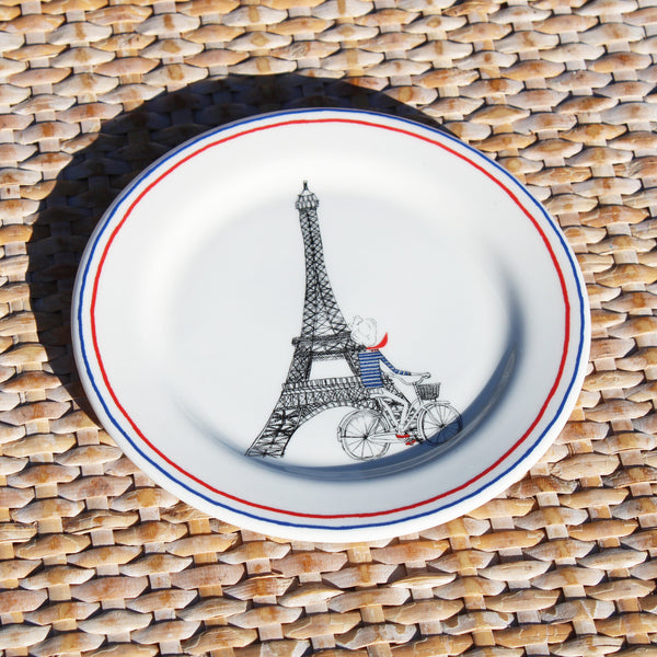 Assiette à mignardises 12,7 cm Gien – Ca c’est Paris – Tour Eiffel & cycliste
