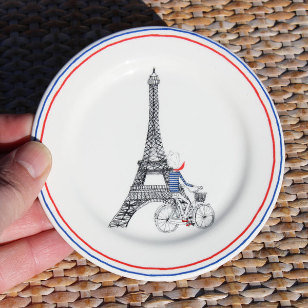 Assiette à mignardises 12,7 cm Gien – Ca c’est Paris – Tour Eiffel & cycliste