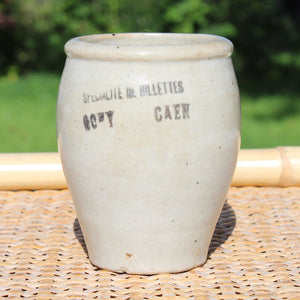 Ancien pot de rillettes en grès vernissé / Spécialité de Rillettes à Caen