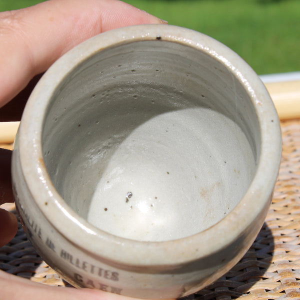 Ancien pot de rillettes en grès vernissé / Spécialité de Rillettes à Caen