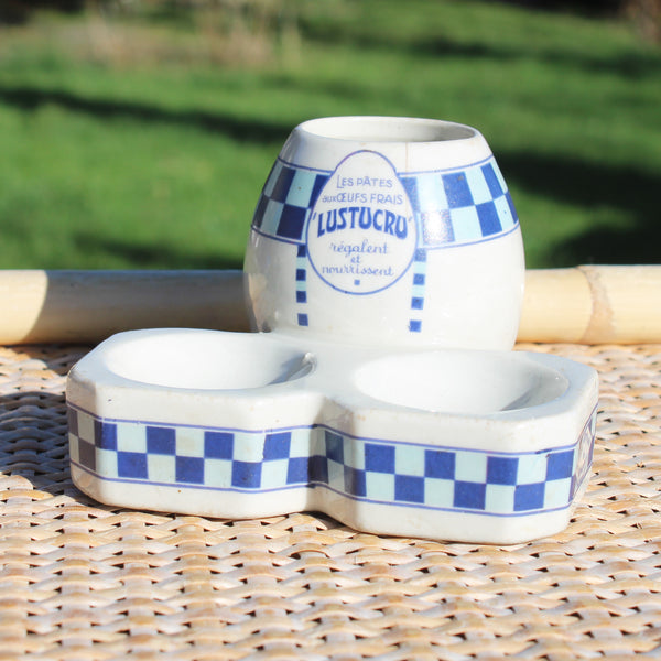 Service à condiments publicitaire Lustucru – Cadeau-prime – Période années 1950 – Faïencerie de Moret – A. Cartier-Millon Grenoble
