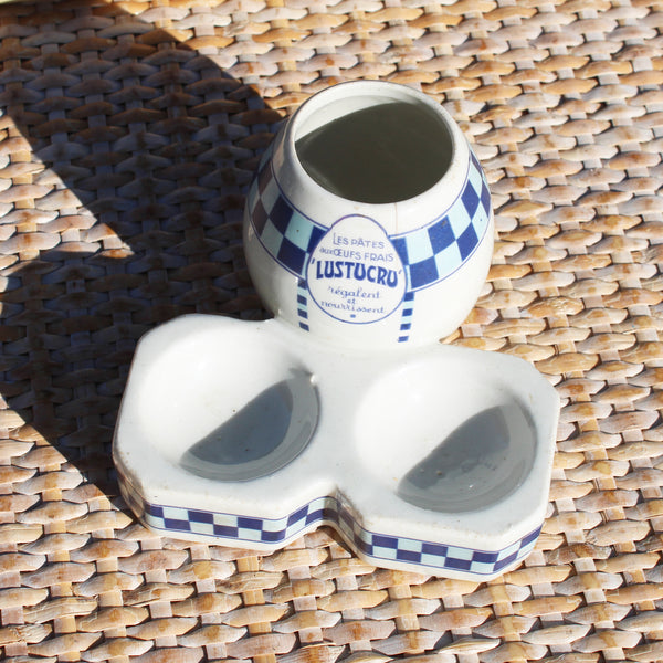 Service à condiments publicitaire Lustucru – Cadeau-prime – Période années 1950 – Faïencerie de Moret – A. Cartier-Millon Grenoble