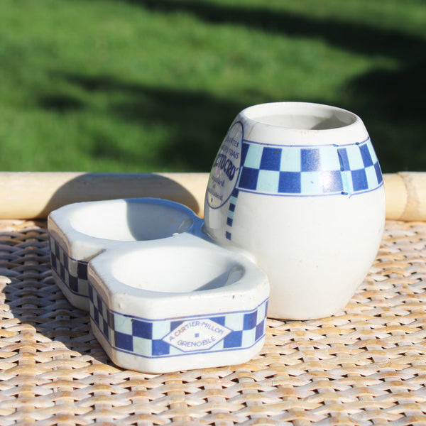 Service à condiments publicitaire Lustucru – Cadeau-prime – Période années 1950 – Faïencerie de Moret – A. Cartier-Millon Grenoble