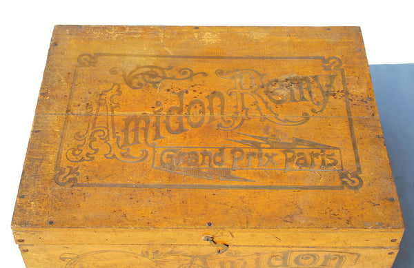 Ancien petit coffre publicitaire en bois Amidon Royal de Riz Rémy & Cie