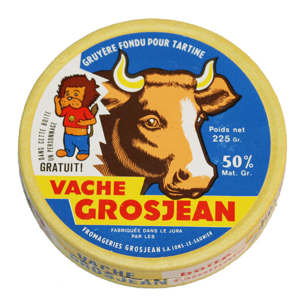 Ancienne boîte publicitaire vide en carton de fromage Vache Grosjean / Titus le lion no Vache qui Rit