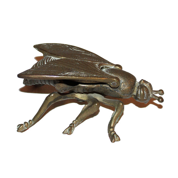 Petit cendrier mouche vintage en métal doré 12 cm