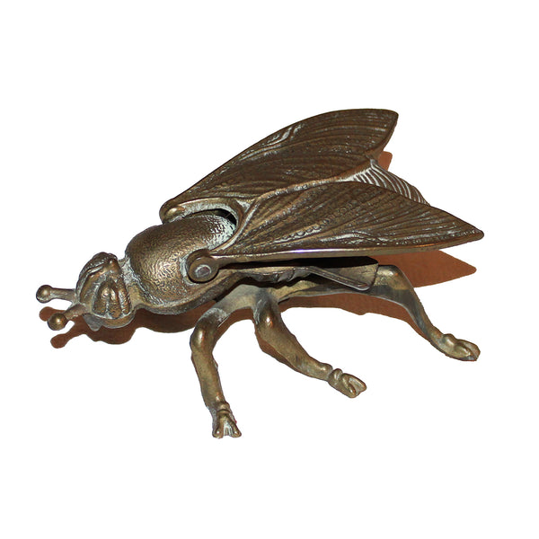 Petit cendrier mouche vintage en métal doré 12 cm