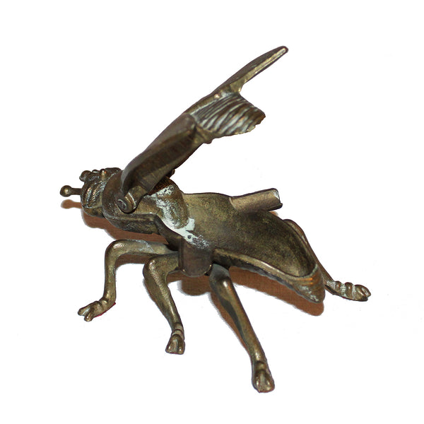 Small vintage fly ashtray in gold metal 12 cm