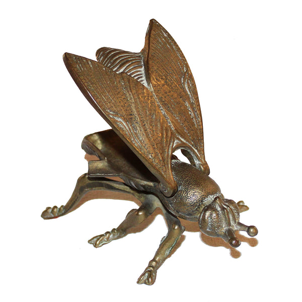 Petit cendrier mouche vintage en métal doré 12 cm