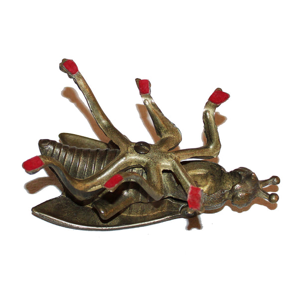 Petit cendrier mouche vintage en métal doré 12 cm