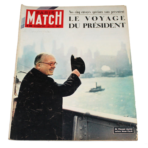 Magazine / revue Paris Match n° 108 du 14/04/1951 le voyage du Président Auriol