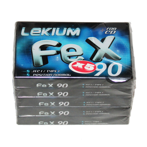 Electro vintage pack de 5 cassettes audio vierges neuves Lekium feX 90