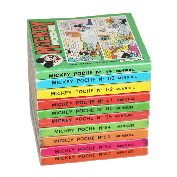 Ensemble de 10 Mickey Poche / Bandes dessinées périodiques vintage