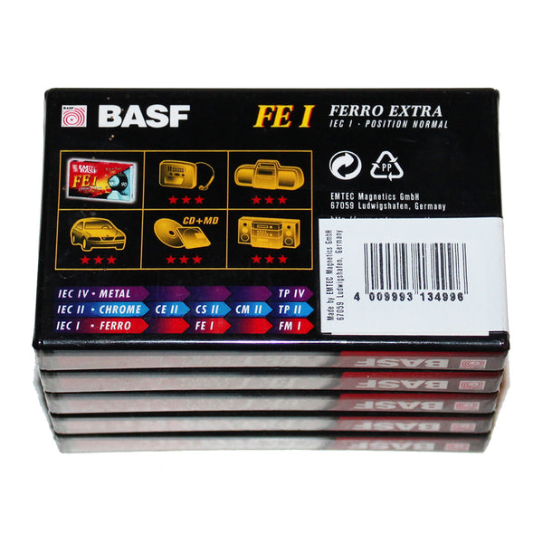 Electro vintage pack de 5 cassettes audio vierges neuves EMTEC / BASF Ferro Extra FEI 90