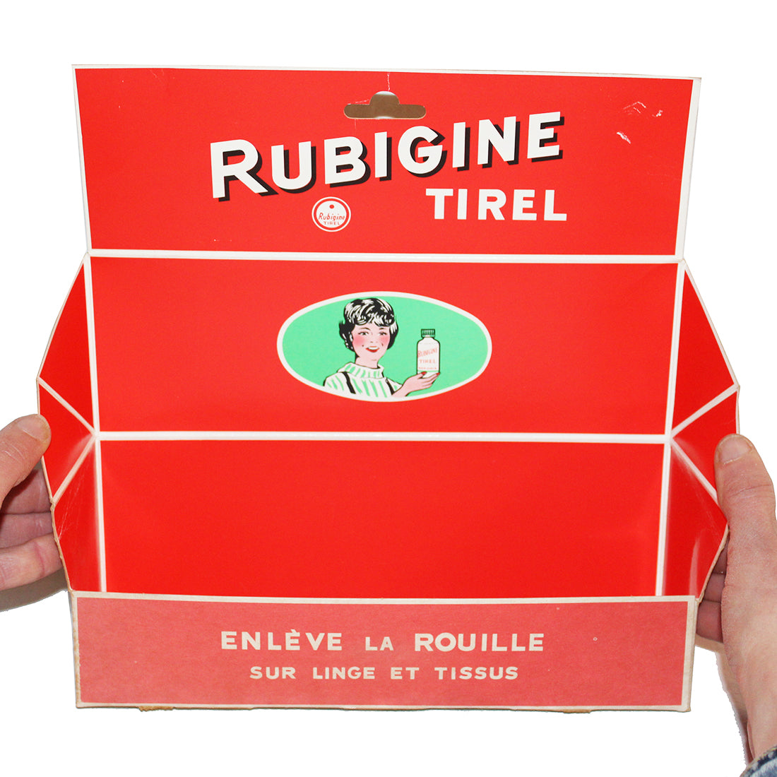 Ancienne boîte présentoir publicitaire vide pour 12 flacons de Rubigine Tirel