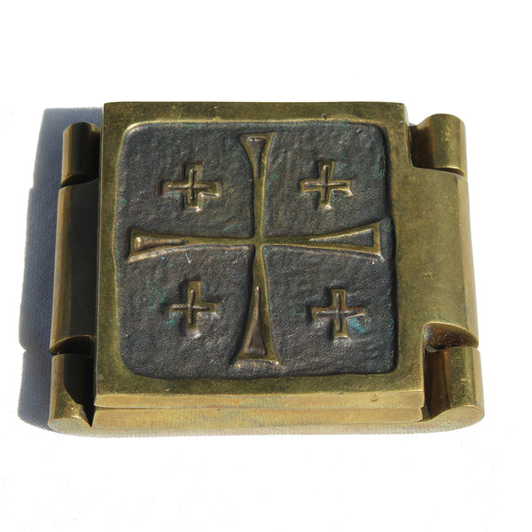 Triptyque religieux de voyage en bronze / Icône / Scènes de vie du Christ