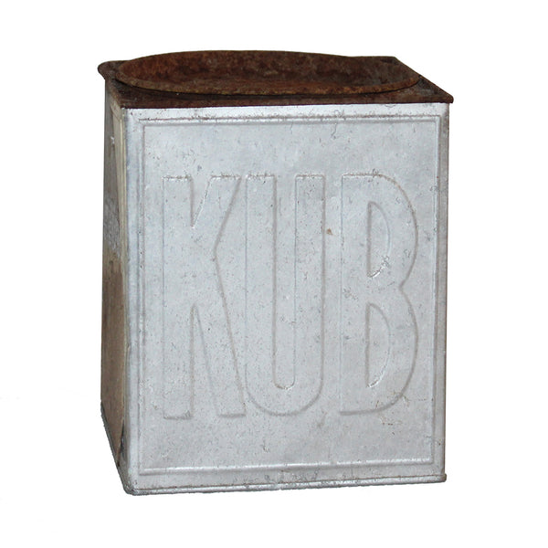 Ancienne boîte publicitaire vide en tôle bouillon KUB en aluminium