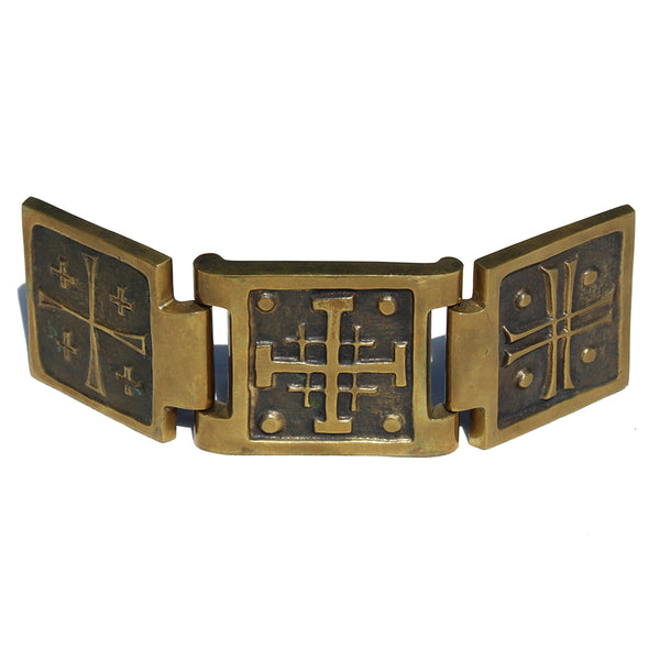 Triptyque religieux de voyage en bronze / Icône / Scènes de vie du Christ