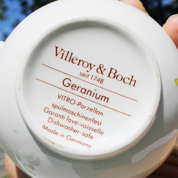 Sucrier vintage en vitro-porcelaine de Villeroy & Boch modèle Geranium
