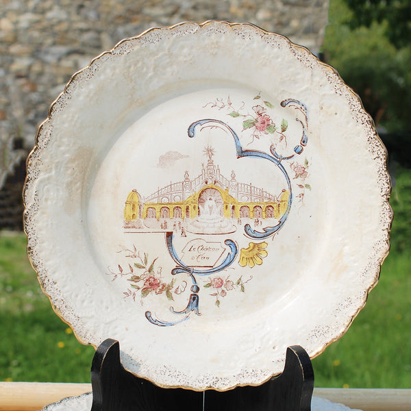 Ensemble de 4 assiettes Exposition Universelle de Paris 1900 en faïence de St Amand A. Lebacqz & L. Bouchart